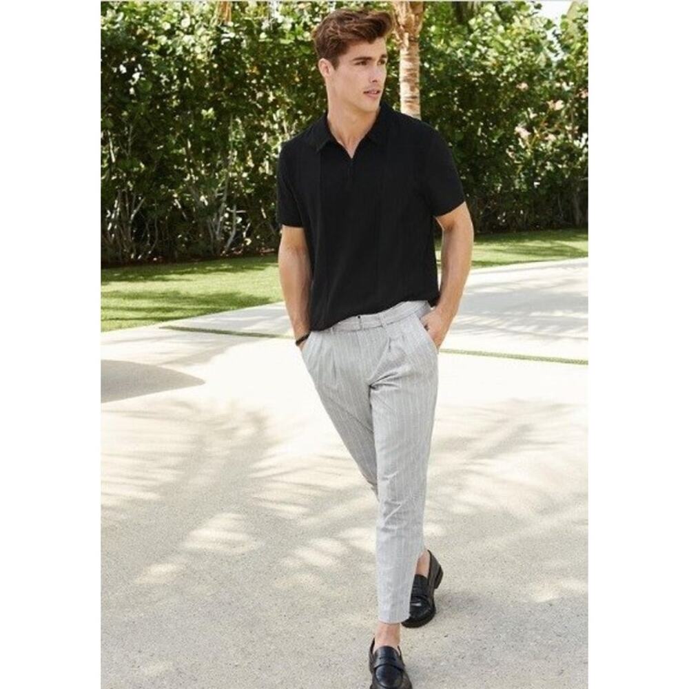 NEW Express Polo Shirt Mens XL Waffle Pieced Zip Polo Black Panel 1/4 Zipper